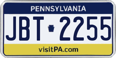 PA license plate JBT2255