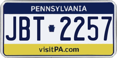 PA license plate JBT2257