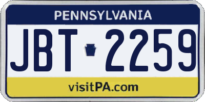 PA license plate JBT2259