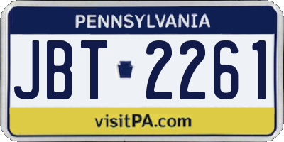 PA license plate JBT2261