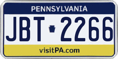 PA license plate JBT2266