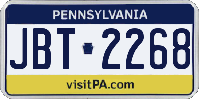 PA license plate JBT2268
