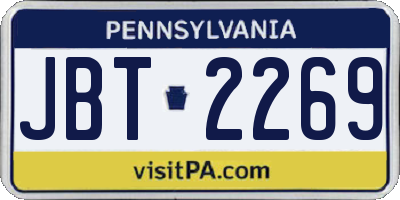 PA license plate JBT2269