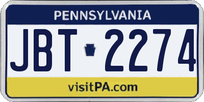 PA license plate JBT2274