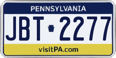 PA license plate JBT2277