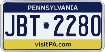 PA license plate JBT2280