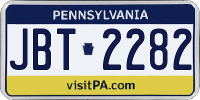PA license plate JBT2282
