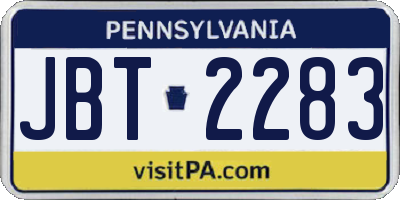 PA license plate JBT2283