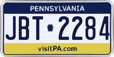 PA license plate JBT2284