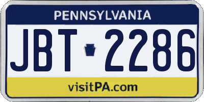PA license plate JBT2286