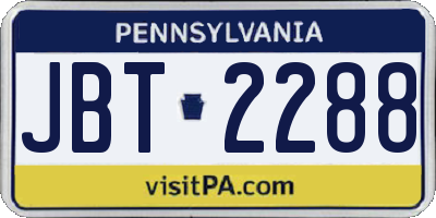 PA license plate JBT2288