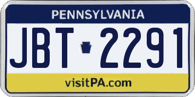 PA license plate JBT2291