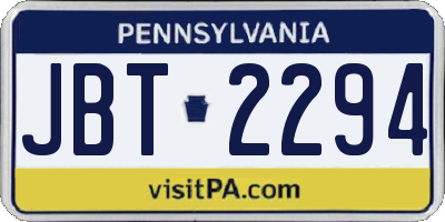 PA license plate JBT2294