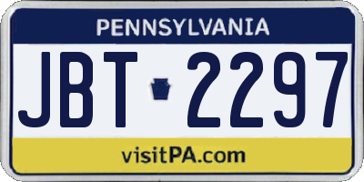 PA license plate JBT2297