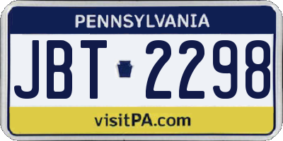 PA license plate JBT2298