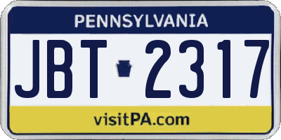 PA license plate JBT2317