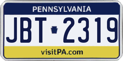 PA license plate JBT2319