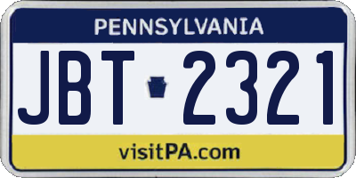 PA license plate JBT2321