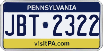 PA license plate JBT2322