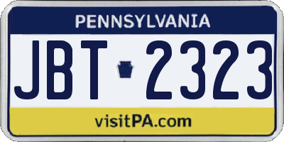 PA license plate JBT2323