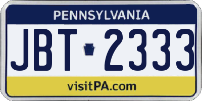PA license plate JBT2333
