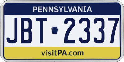 PA license plate JBT2337