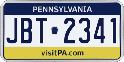 PA license plate JBT2341