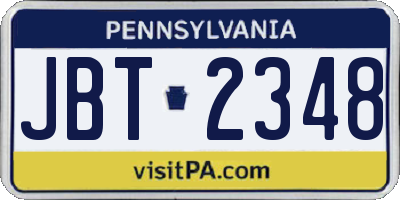 PA license plate JBT2348