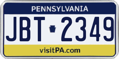 PA license plate JBT2349