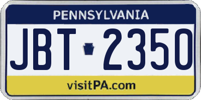 PA license plate JBT2350