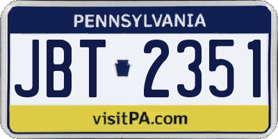 PA license plate JBT2351