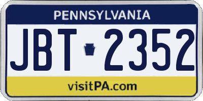 PA license plate JBT2352