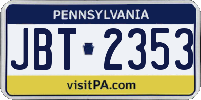 PA license plate JBT2353