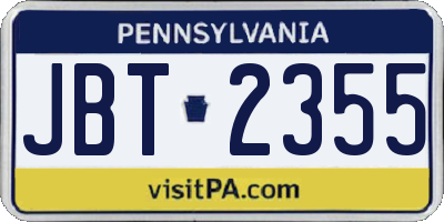 PA license plate JBT2355