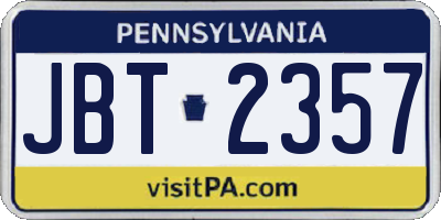 PA license plate JBT2357