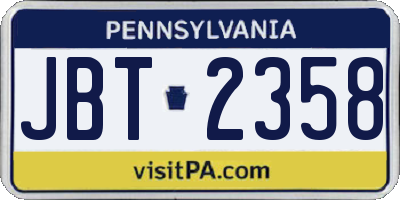 PA license plate JBT2358