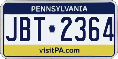 PA license plate JBT2364