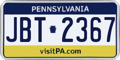 PA license plate JBT2367