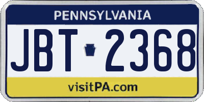 PA license plate JBT2368