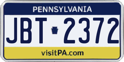 PA license plate JBT2372