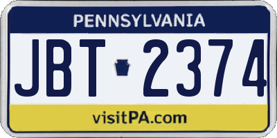 PA license plate JBT2374