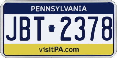PA license plate JBT2378