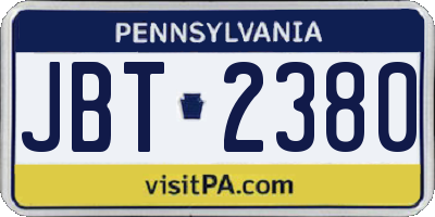 PA license plate JBT2380