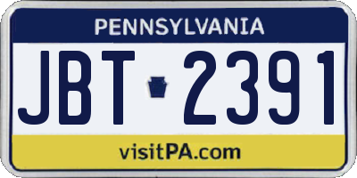 PA license plate JBT2391