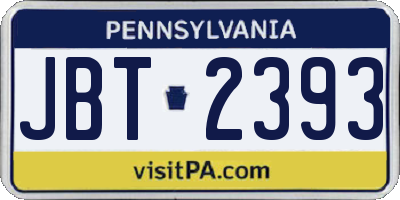 PA license plate JBT2393
