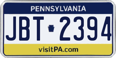 PA license plate JBT2394