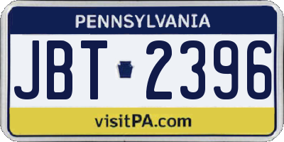 PA license plate JBT2396