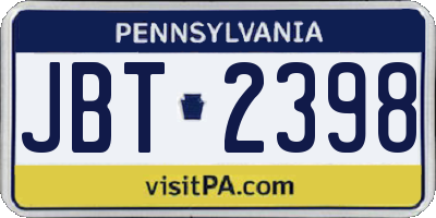 PA license plate JBT2398