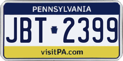 PA license plate JBT2399