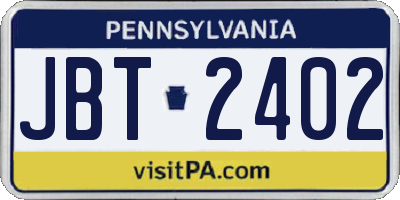 PA license plate JBT2402